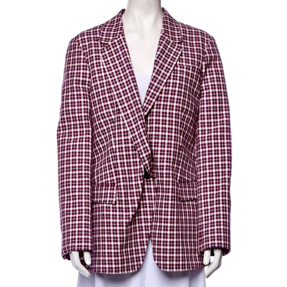 $1,450 BURBERRY NWT Purple Burgundy & White Plaid Blazer Jacket Coat – Size 10 - Picture 4 of 16
